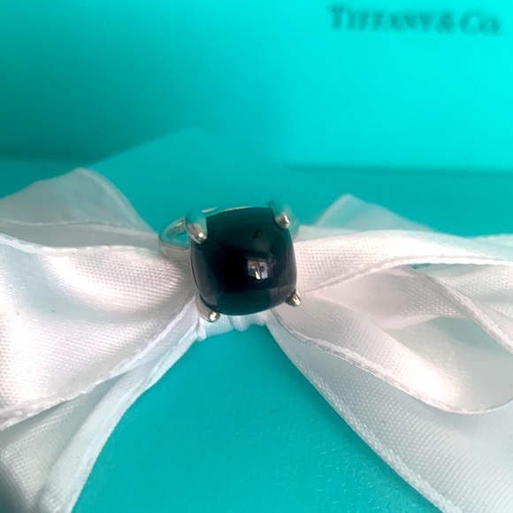 Tiffany & Co Large Sugar Stack Ring Black Onyx Paloma Picasso Stone  12mm size 5 - Picture 6 of 14